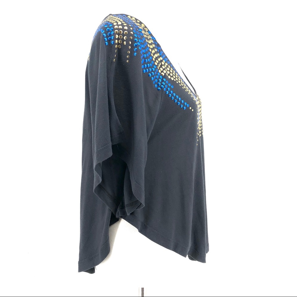 Free People Studded Gray 3/4 Sleeve Blouse, Size M - Picture 3 of 8